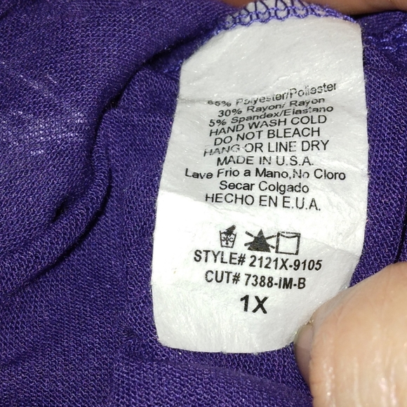 ☆NWT☆Gorgeous Plus Size Mi Manchi Royal Purple Silver Metallic Butterfly Blouse☆ - Picture 5 of 15